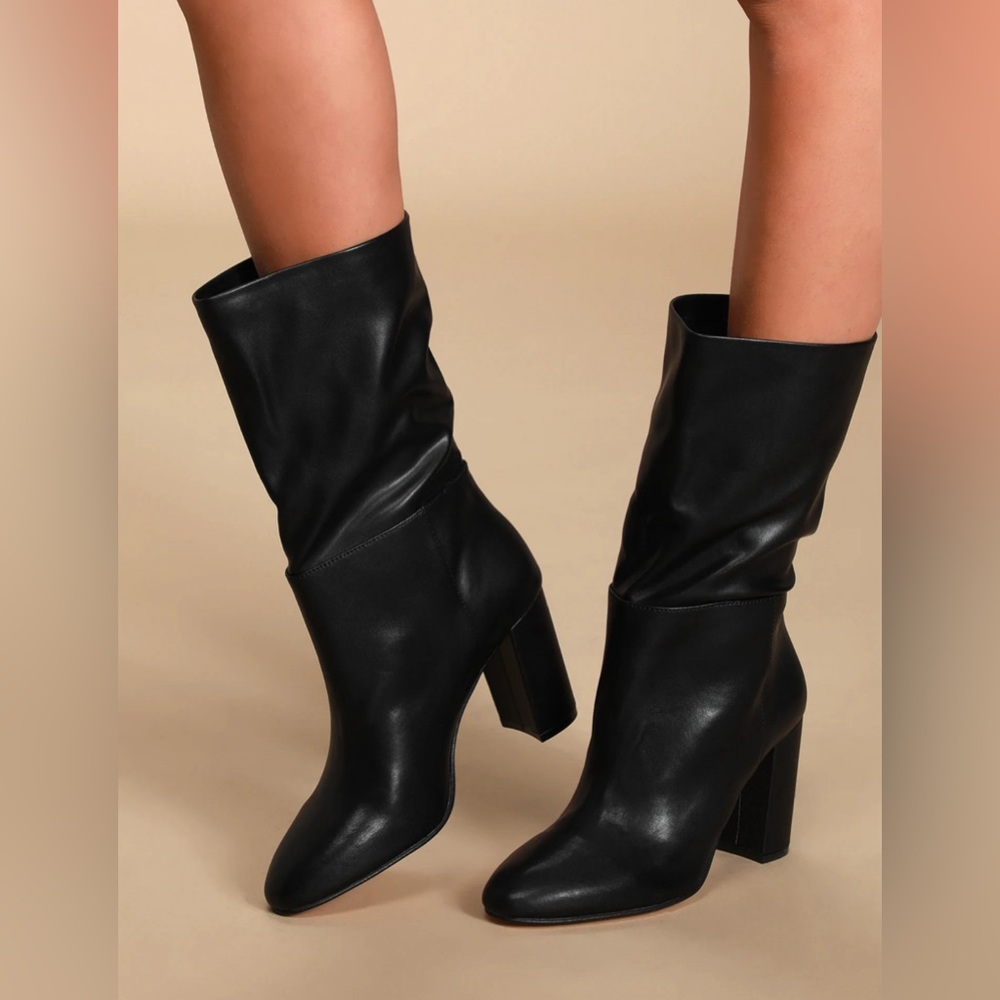 Chinese Laundry Keep Up Black Mid-Calf High Heel Boots Size 7.5